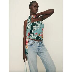 Reformation Lennon Strapless Top Floral Scarf Smocked Tube Top Paloma Sz 6 NWT